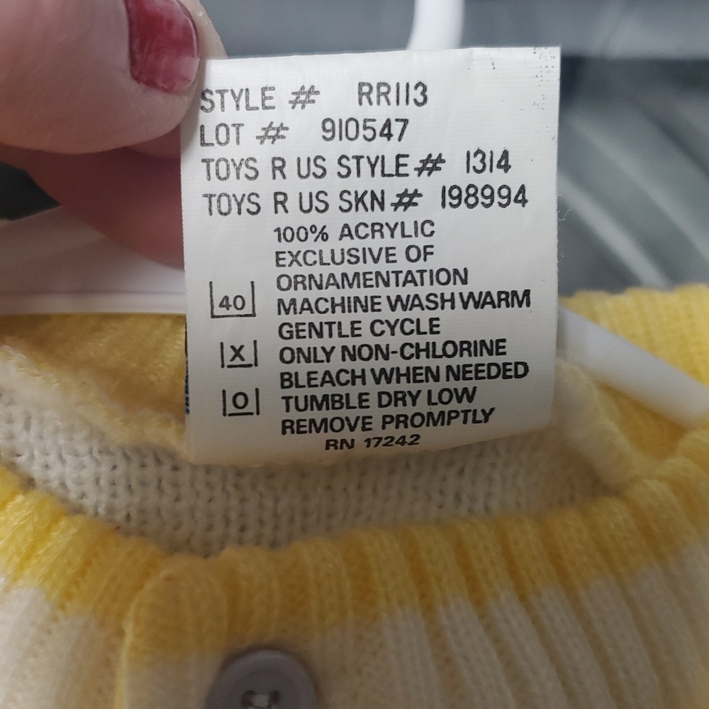 Vintage Fisher Price Stripped Button Sweater Size 24 Months Teddy Bear Balloon - Picture 8 of 10